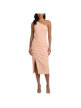 betsy and adam one shoulder midi dress Evangeline" Taffeta One Shoulder Dress